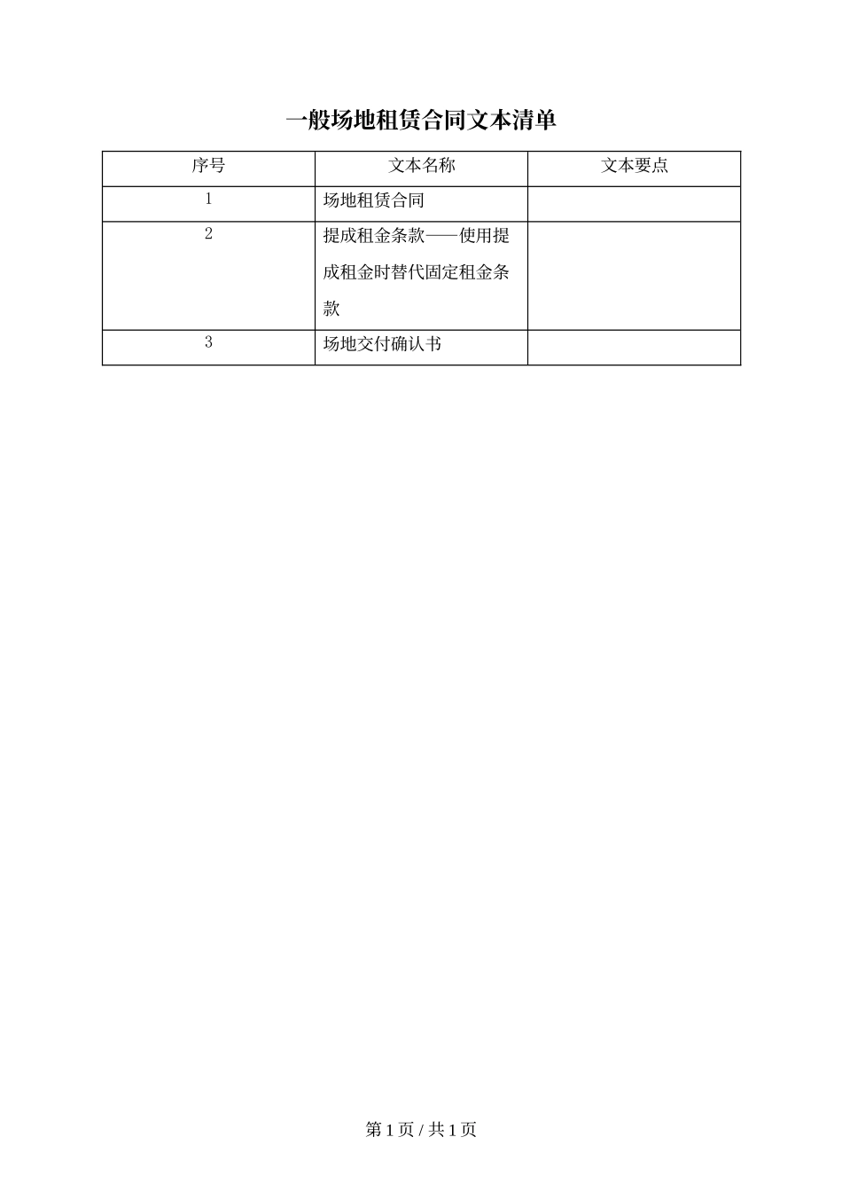 一般场地租赁合同文本清单.docx_第1页