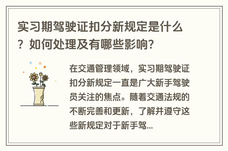 实习期驾驶证扣分新规定是什么？如何处理及有哪些影响？