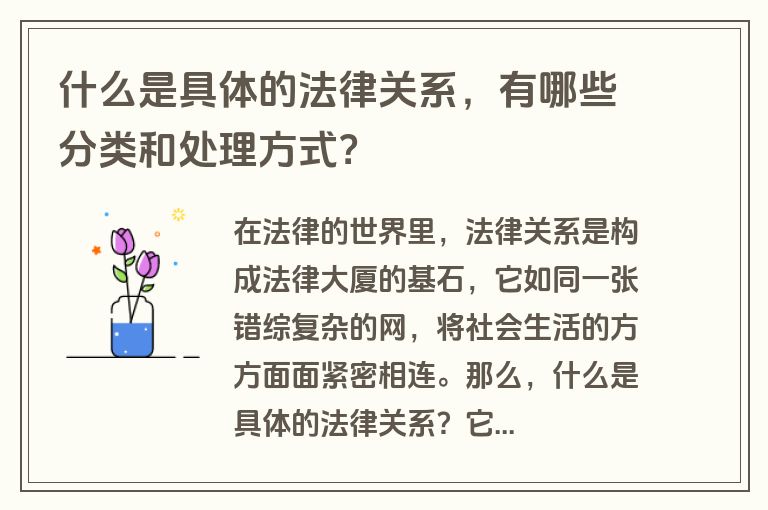 什么是具体的法律关系，有哪些分类和处理方式？