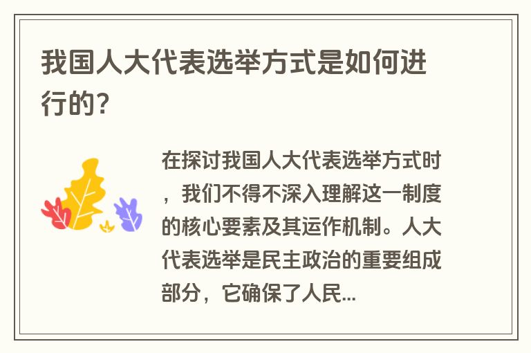 我国人大代表选举方式是如何进行的？